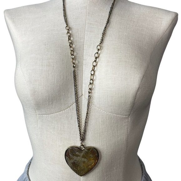 Vintage Unique Heart Pendant Statement Necklace Marked Avenue - Picture 2 of 6